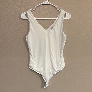 Chic White V-Neck Bodysuit